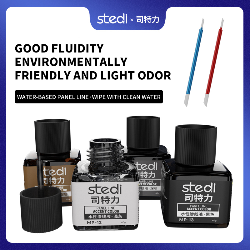Tamiya Model Paint Set - Stedi Water-Based Panel Line Regular Colors