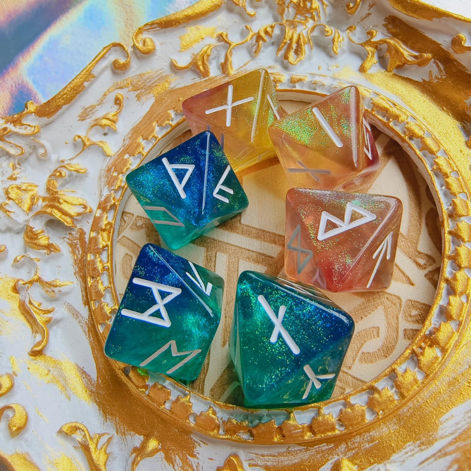Board Game Pandemic - 3pcs Starry Sky Rune Polyhedral Dice,