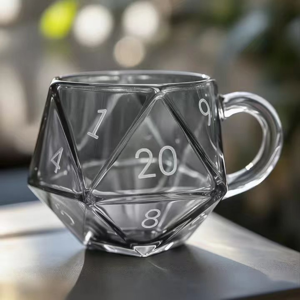Board Game Pandemic - Transparent Glass Rainbow D20 Dice Mug