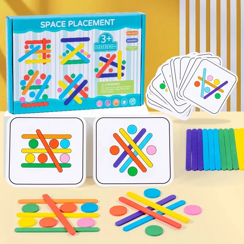 Board Game Simple - Kids Rainbow Stick Thinking Puzzle Wooden
