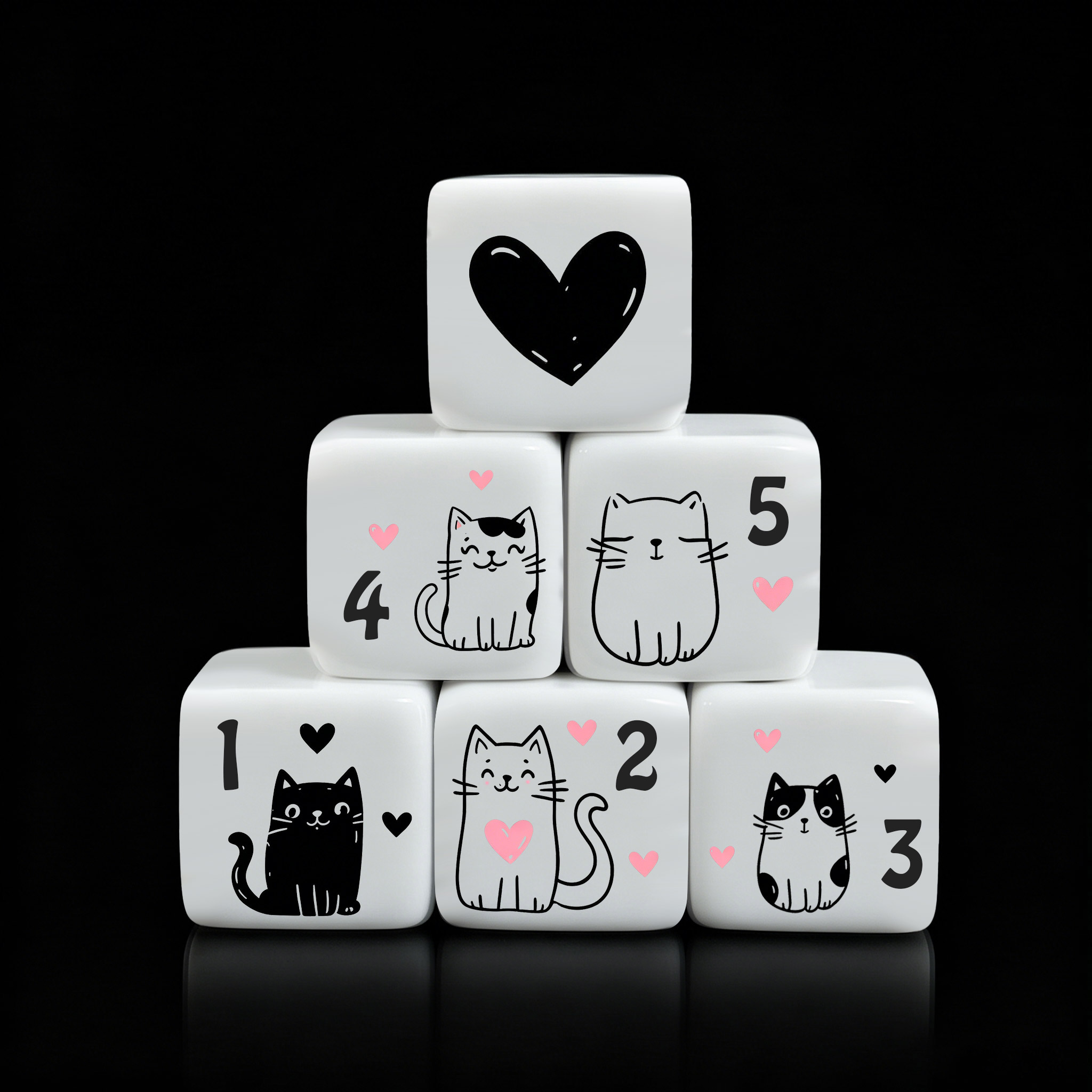 Board Game Design - 12Pcs/Set 16mm Cute Cat Dice, Premium