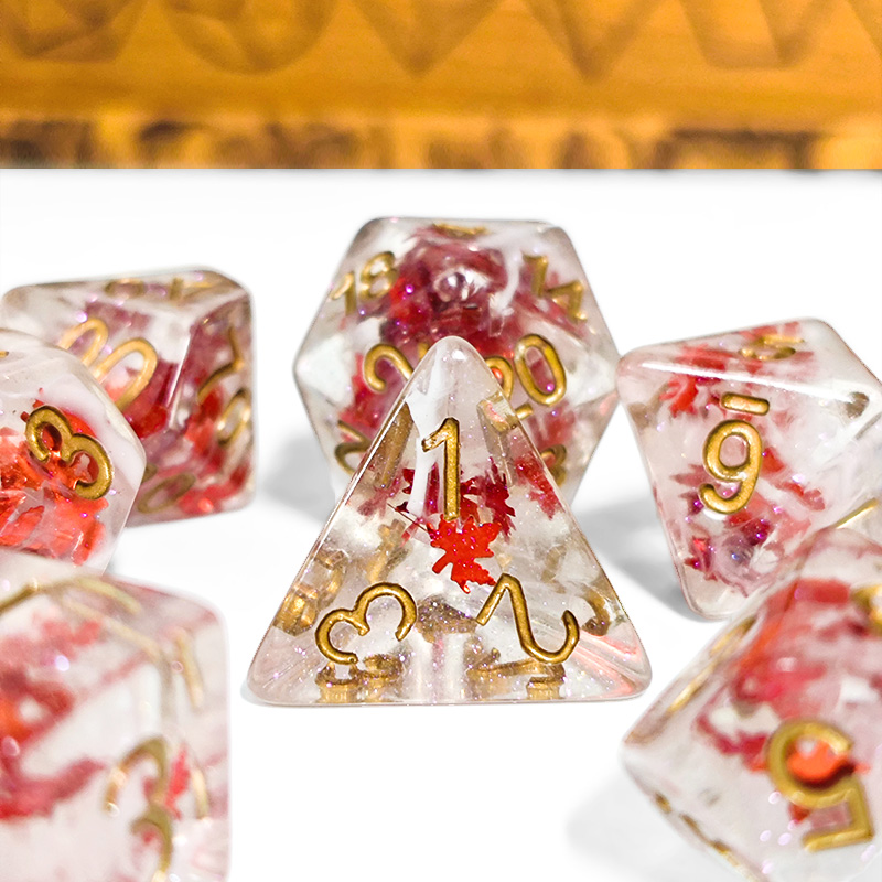 Board Game Land - 7PCS DND Dices Transparent Resin Autumn