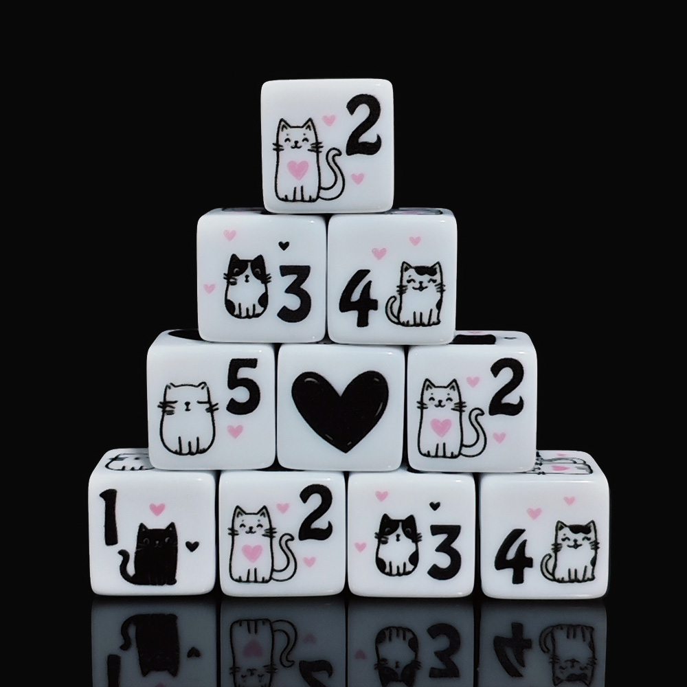 12Pcs/Set 16mm Cute Cat Dice,  - đánh giá và giá Board Game Design